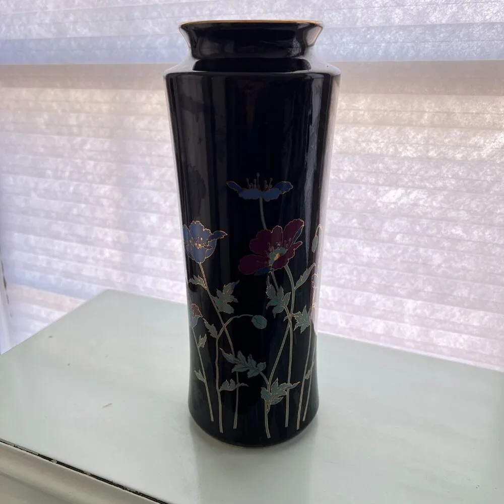Vintage 1970's Hand Painted Windflower Poppy Vase.